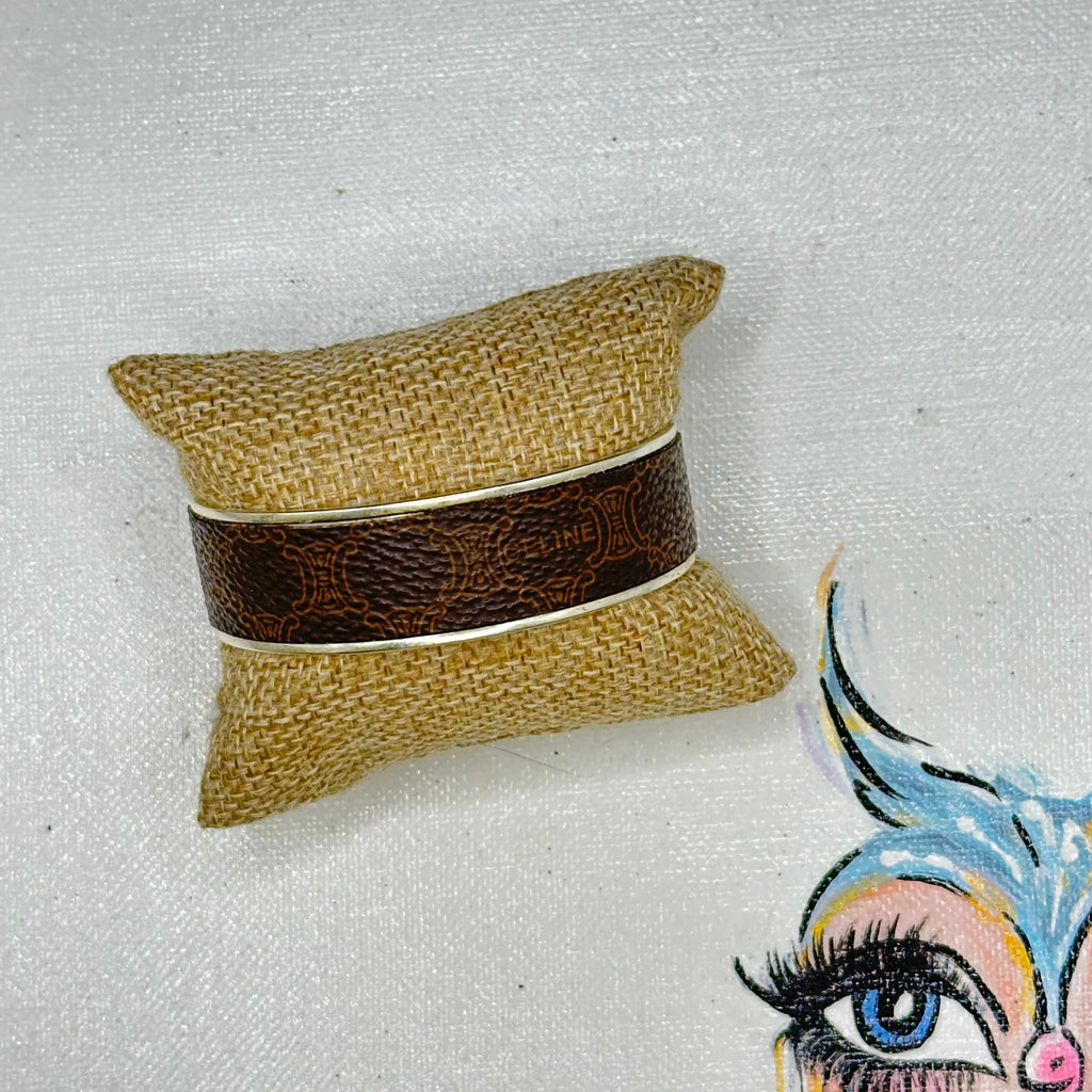 Adjustable Bracelet Cuff in Upcycled Celine - Silver