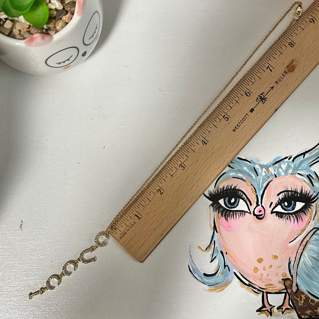 Upcycled Gucci Letters Lariat Necklace