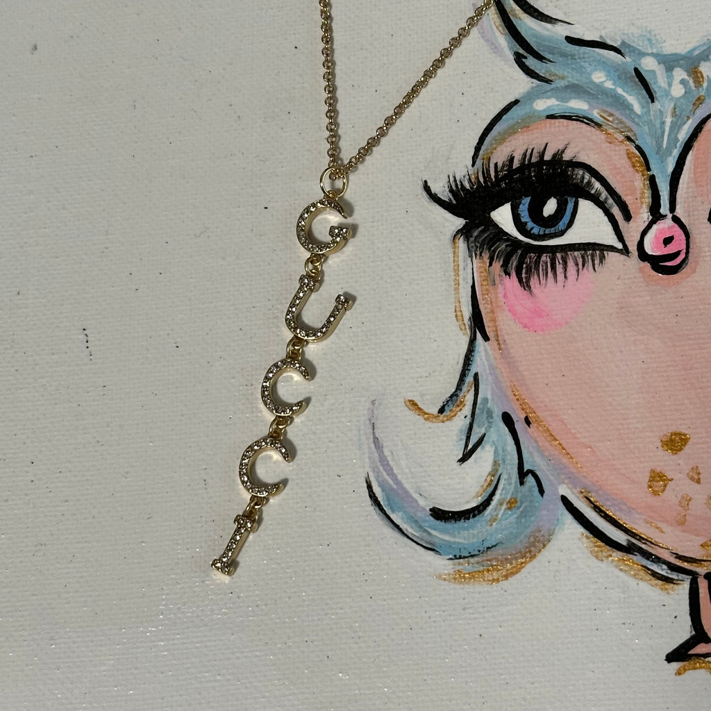 Upcycled Gucci Letters Lariat Necklace