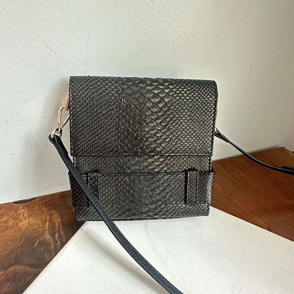 The Junco Crossbody - Vintage YSL in Black Snakeskin