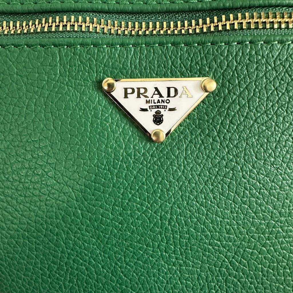 Green Leather Prada Tag Sling/Fanny Pack Bag Gold (larger)