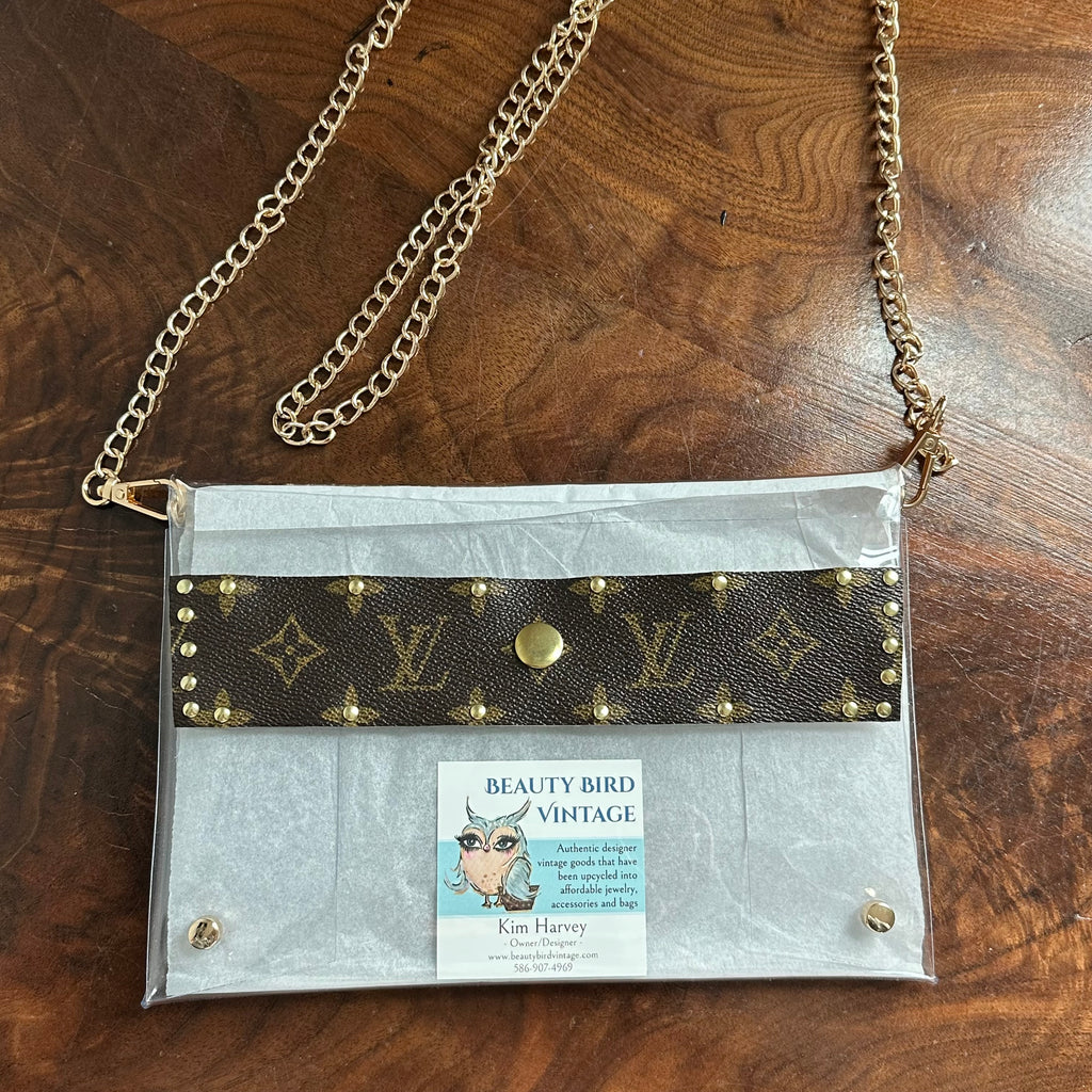 Upcycled Monogram LV on Take Me Out to the Ball Game Clear Crossbody Stadium Bag - Larger