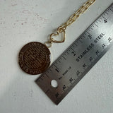 Large Brown LV Trunks & Bags Charm on Gold-Filled Paperclip Chain Necklace