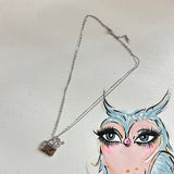 LV Bag Charm with Cherries Necklace - Silver