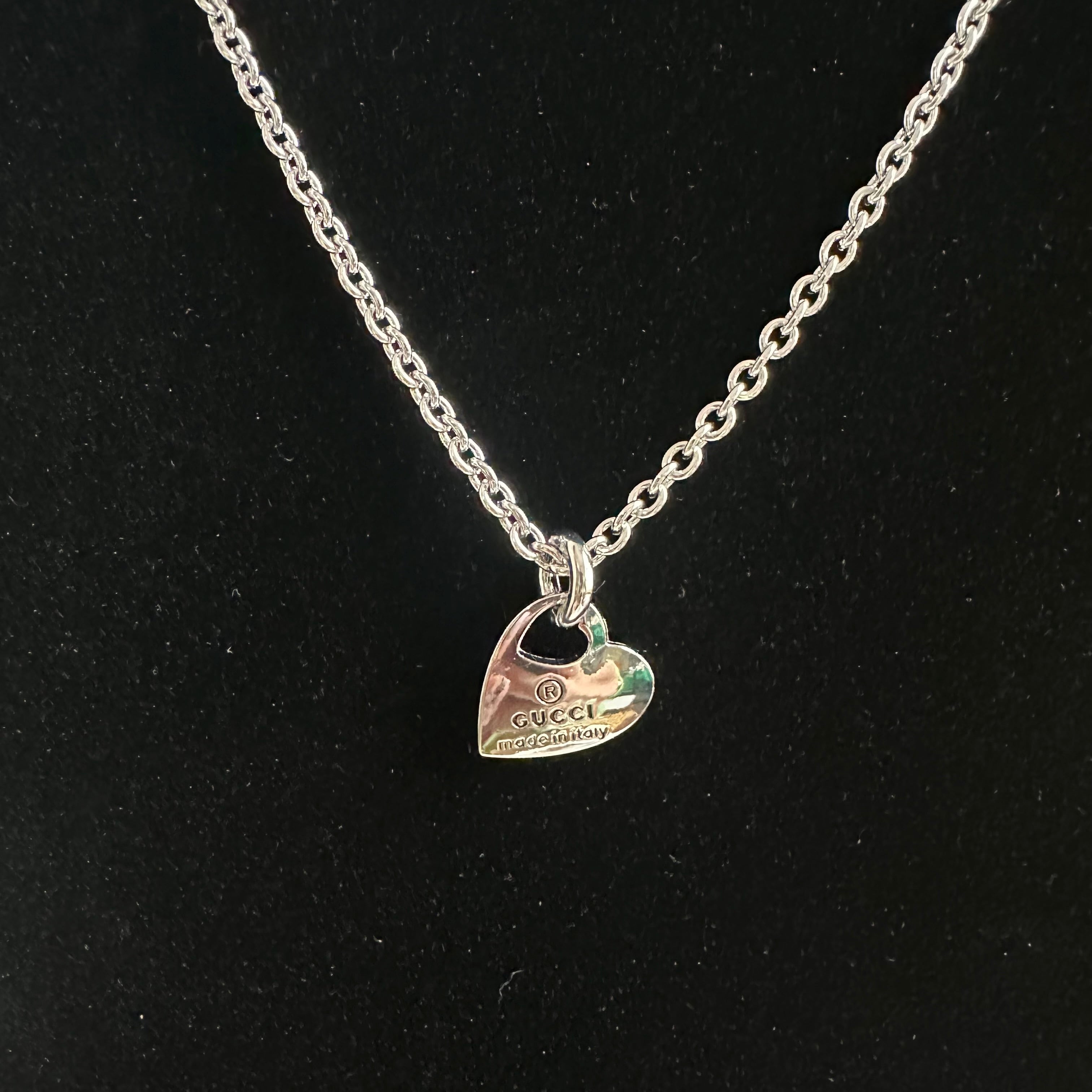Upcycled Gucci Silver Heart Charm Necklace