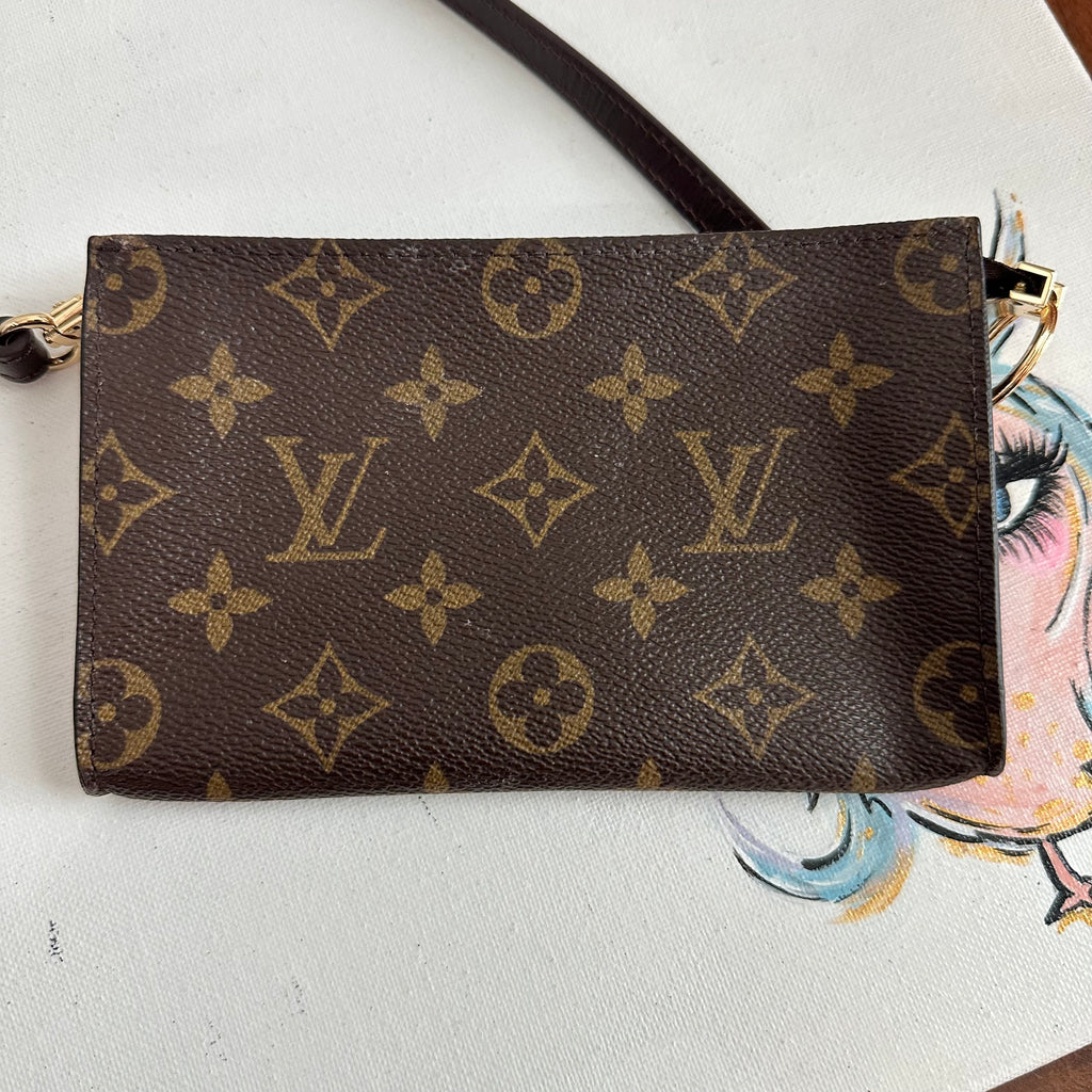 The Junco - Upcycled LV Monogram Wristlet in Dark Brown