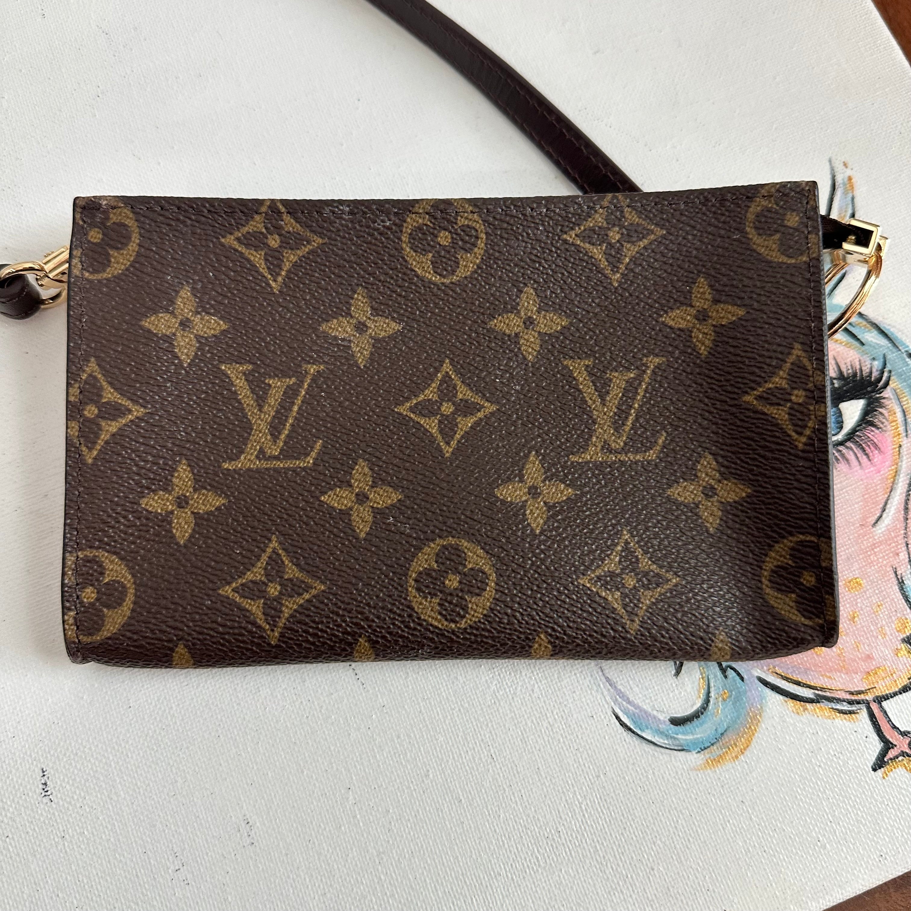 The Junco - Upcycled LV Monogram Wristlet in Dark Brown