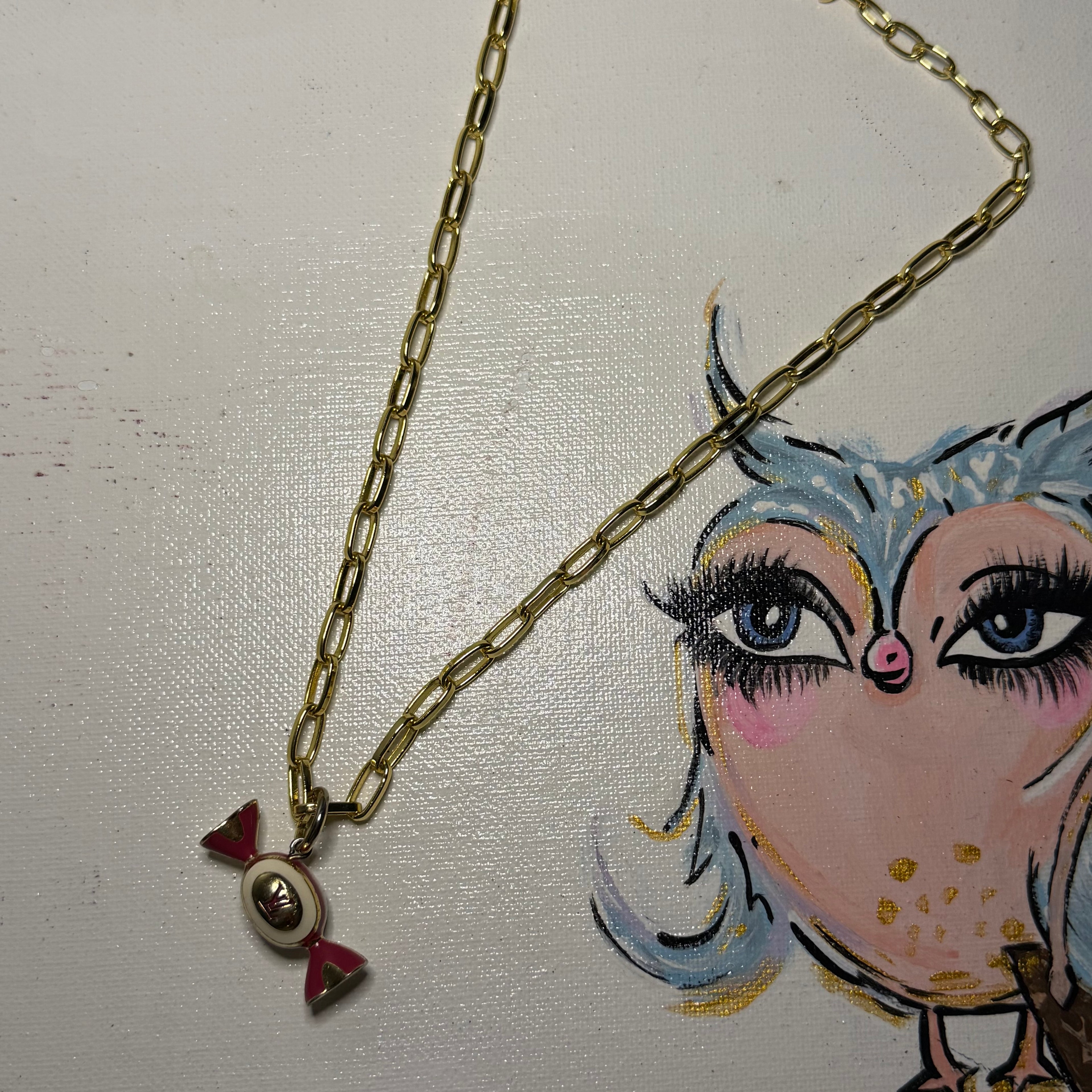 Sweet Like Candy - LV Charm Necklace with GF Paperclip Chain