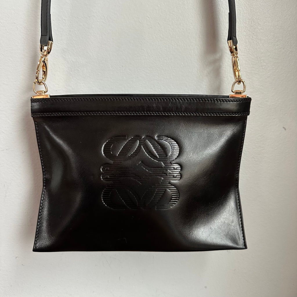 The Junco Crossbody - Vintage Loewe Anagram in Black Leather