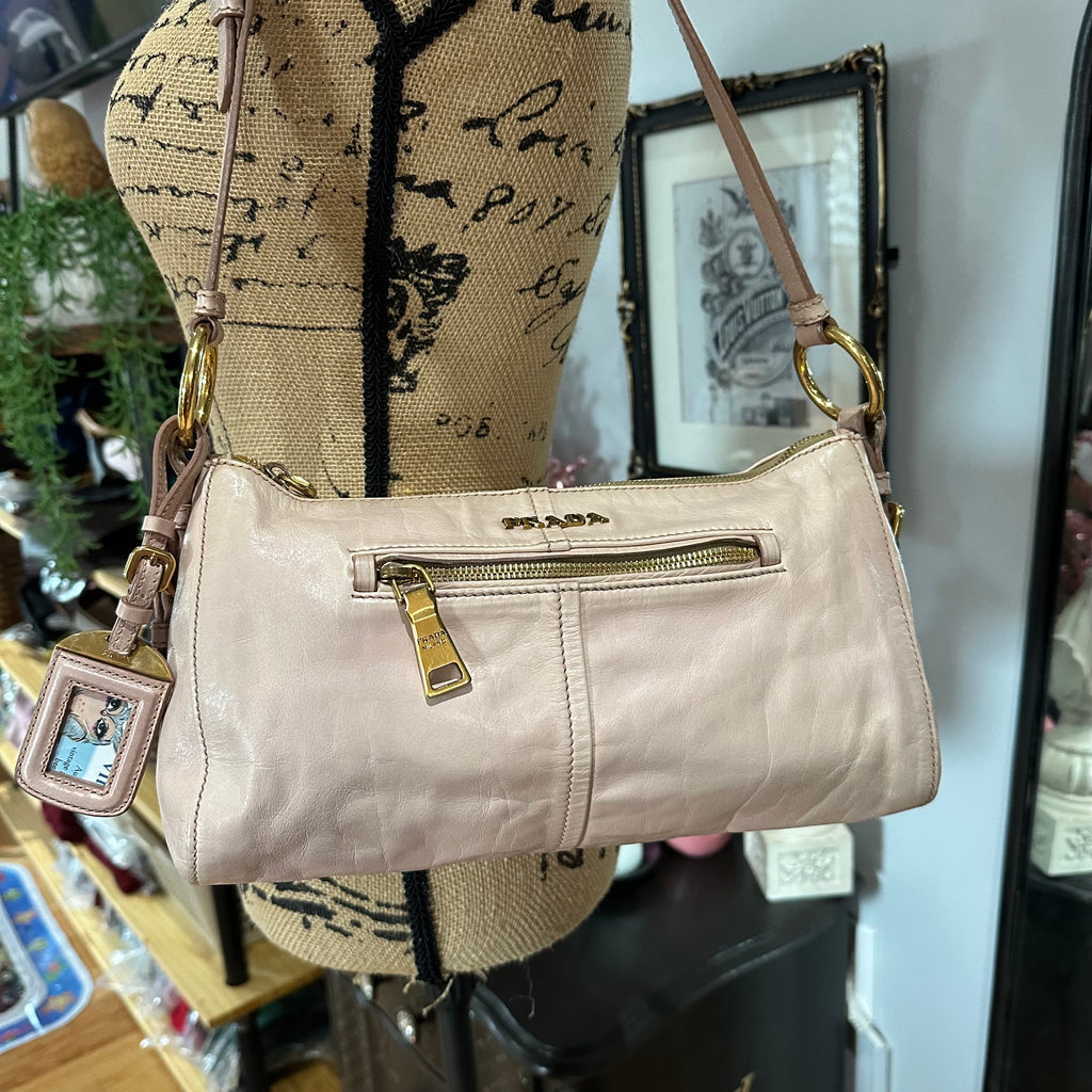 The Junco Shoulder Bag - Vintage Prada in Beige Pink Leather
