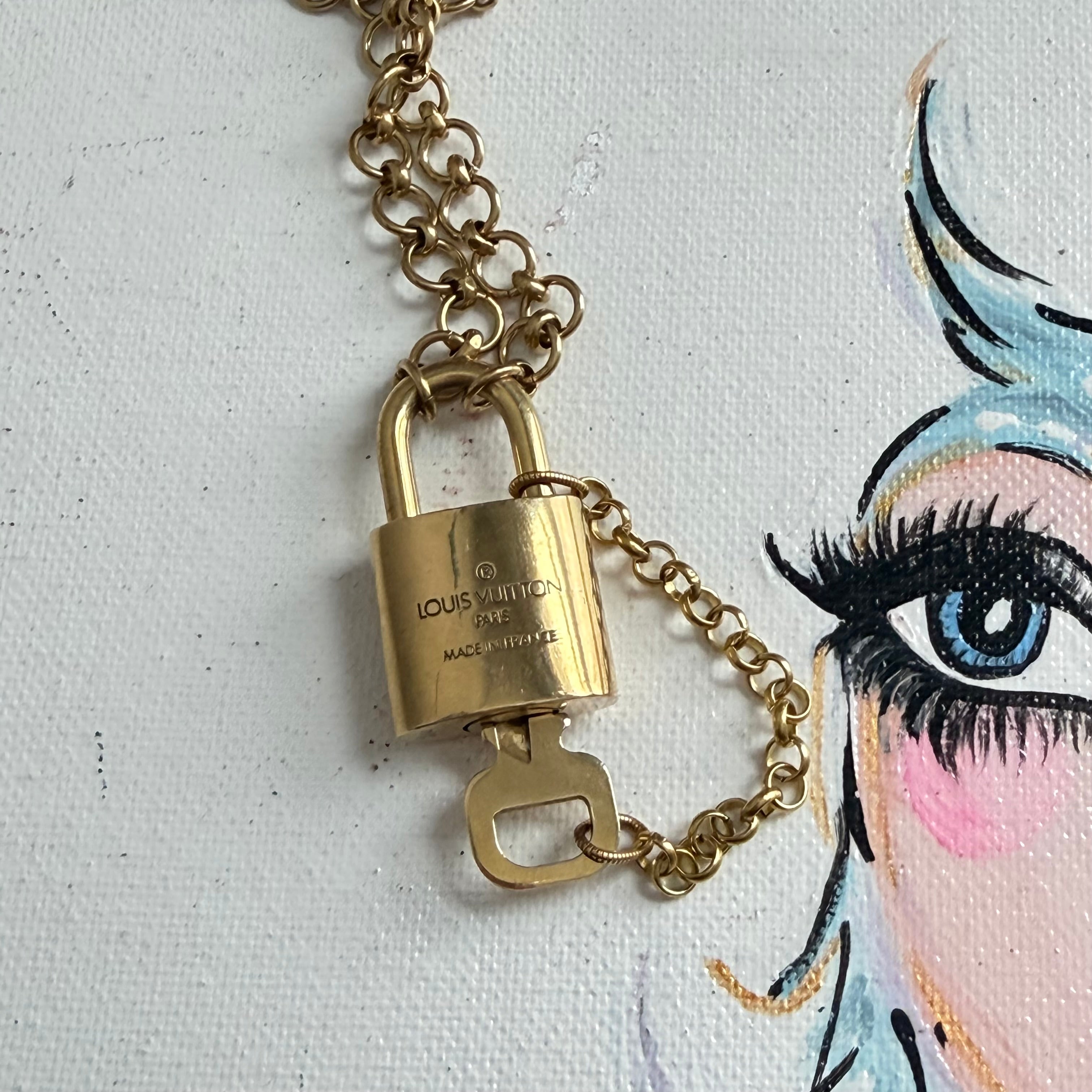 Key to My Heart Necklace - Upcycled LV Padlock on Brass Chain