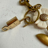 Golden Flower Bag Charm/Keychain with Authentic LV Padlock