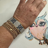Adjustable Bracelet Cuff in Upcycled Navy GG (Horizontal)