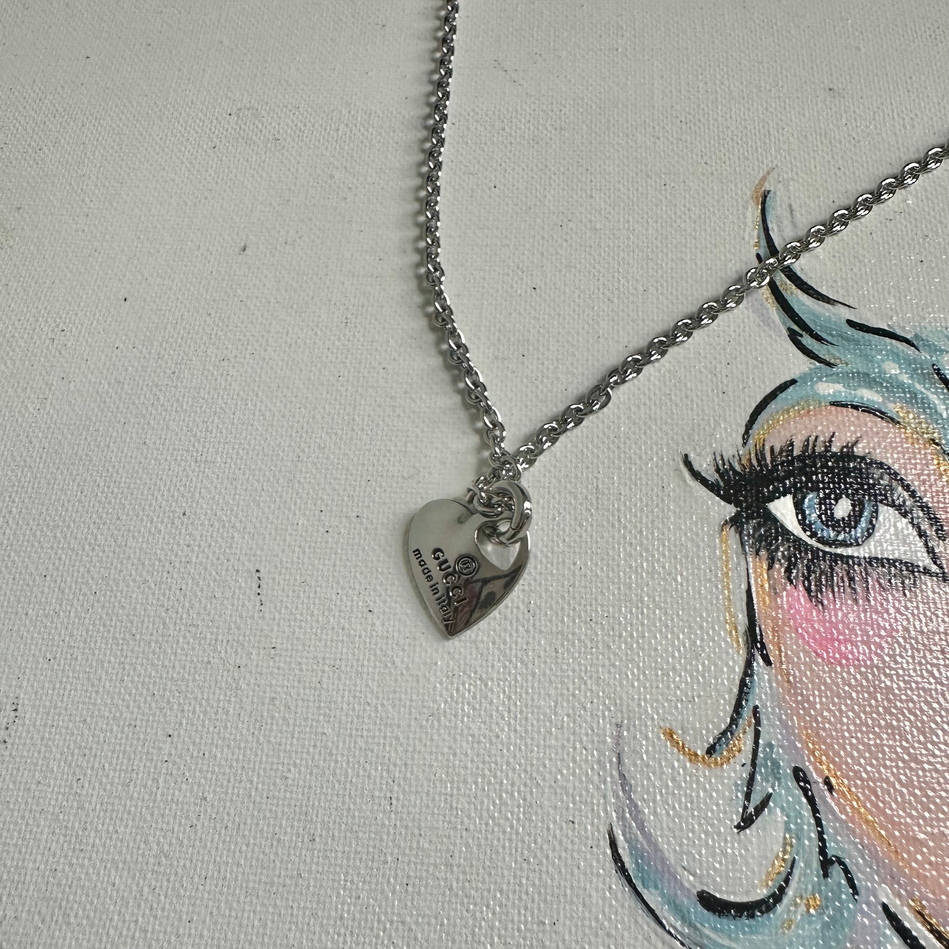 Upcycled Gucci Silver Heart Charm Necklace