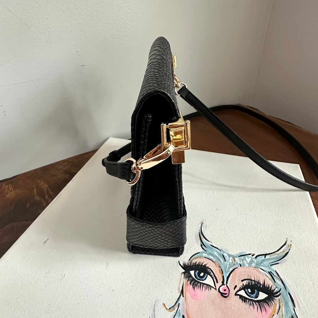 The Junco Crossbody - Vintage YSL in Black Snakeskin