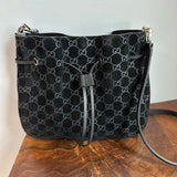 The Peacock Crossbody - Vintage Suede GG in Black
