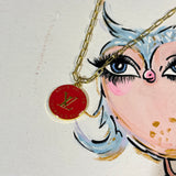 Red LV Trunks & Bags Zipper Pull on Gold-Filled Paperclip Chain