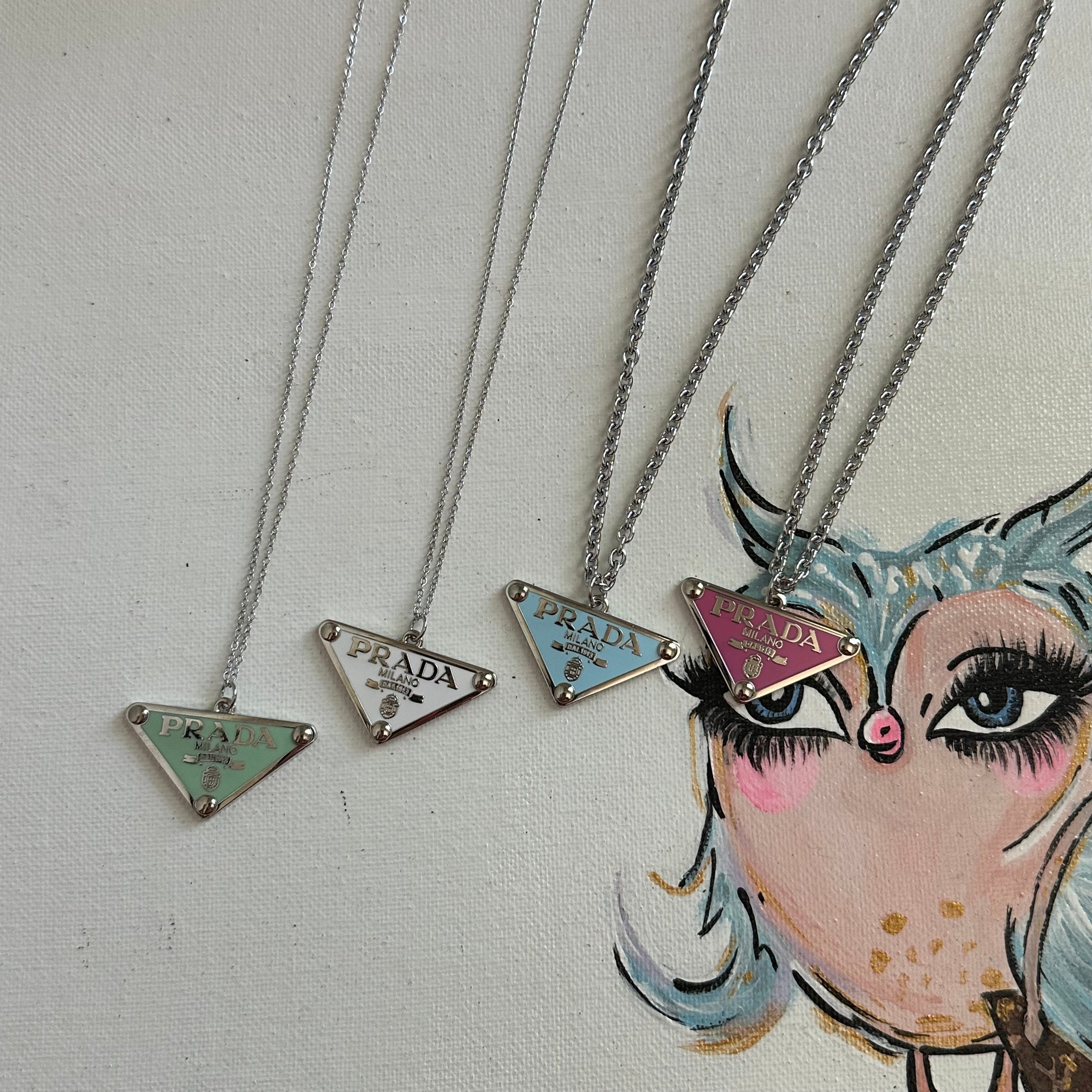 Upcycled Prada Zipper Pull Necklace in Silver