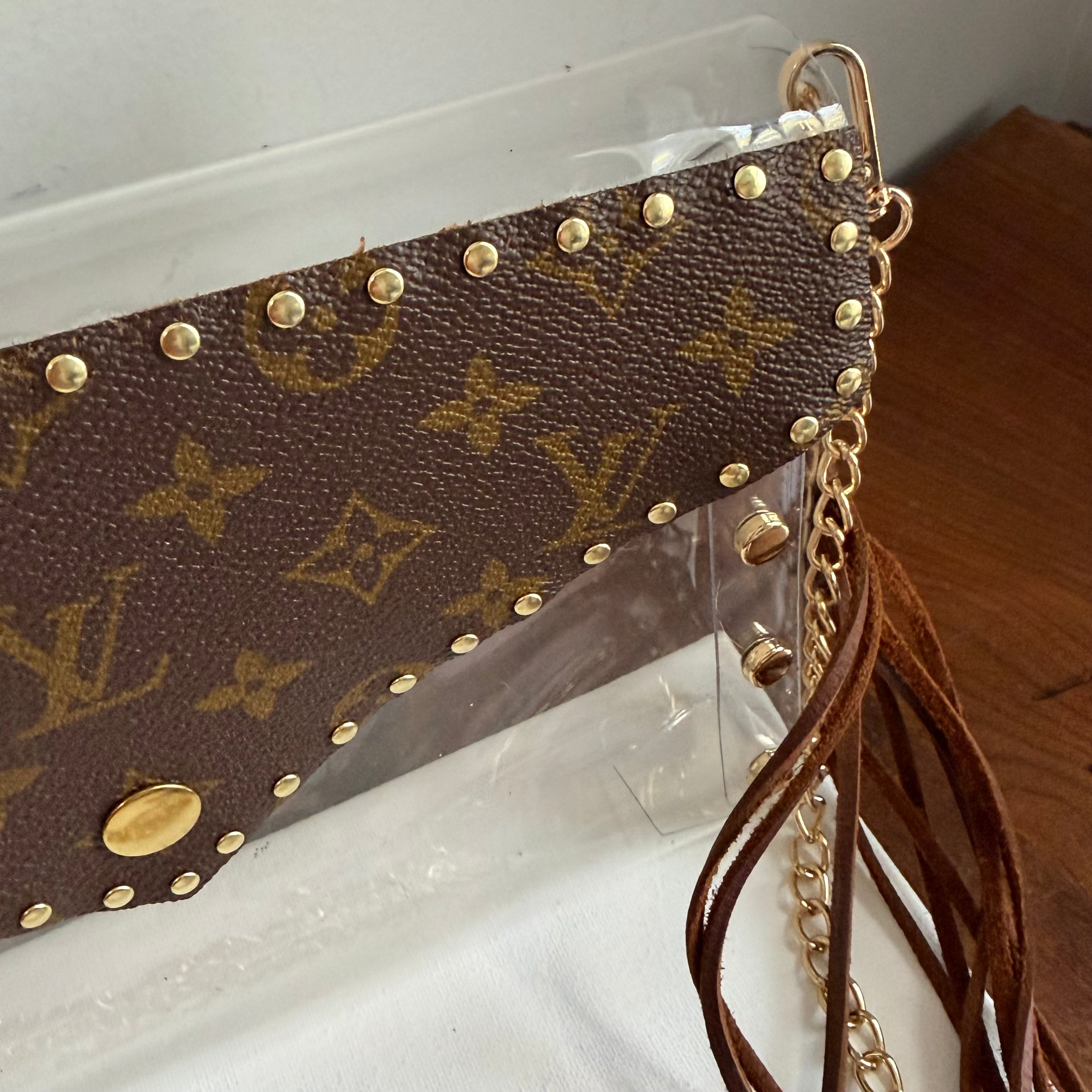 Western Flair Upcycled LV Clear Crossbody Stadium Bag