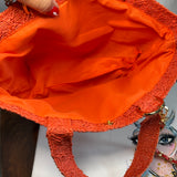 The Crossbody Tote Bag - Raffia Dior in Red/Orange