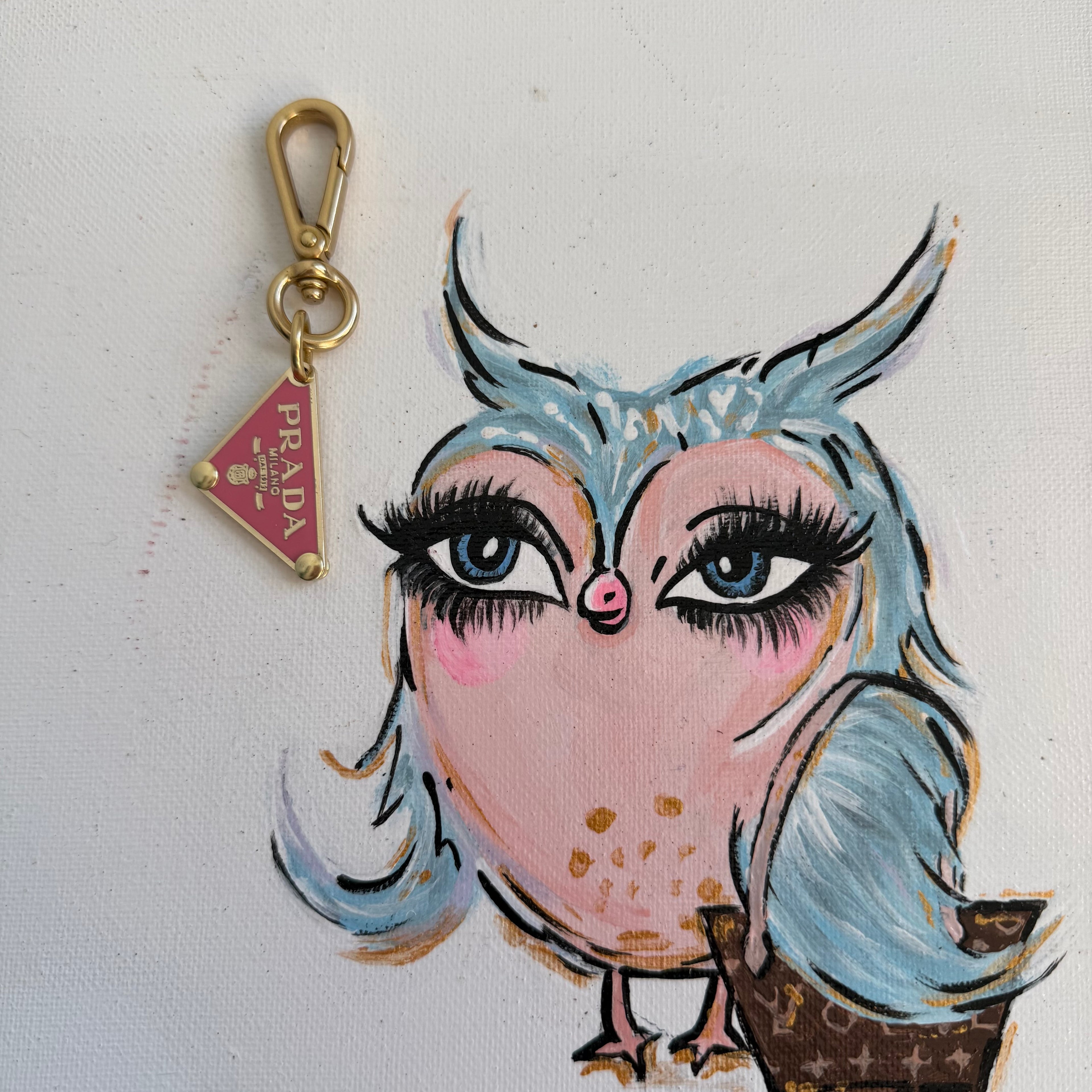 Gold Prada Bag Tag Charms in Skittle Colors/Keychain