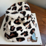 Leopard Print Bucket Hat with Upcycled LV Patch