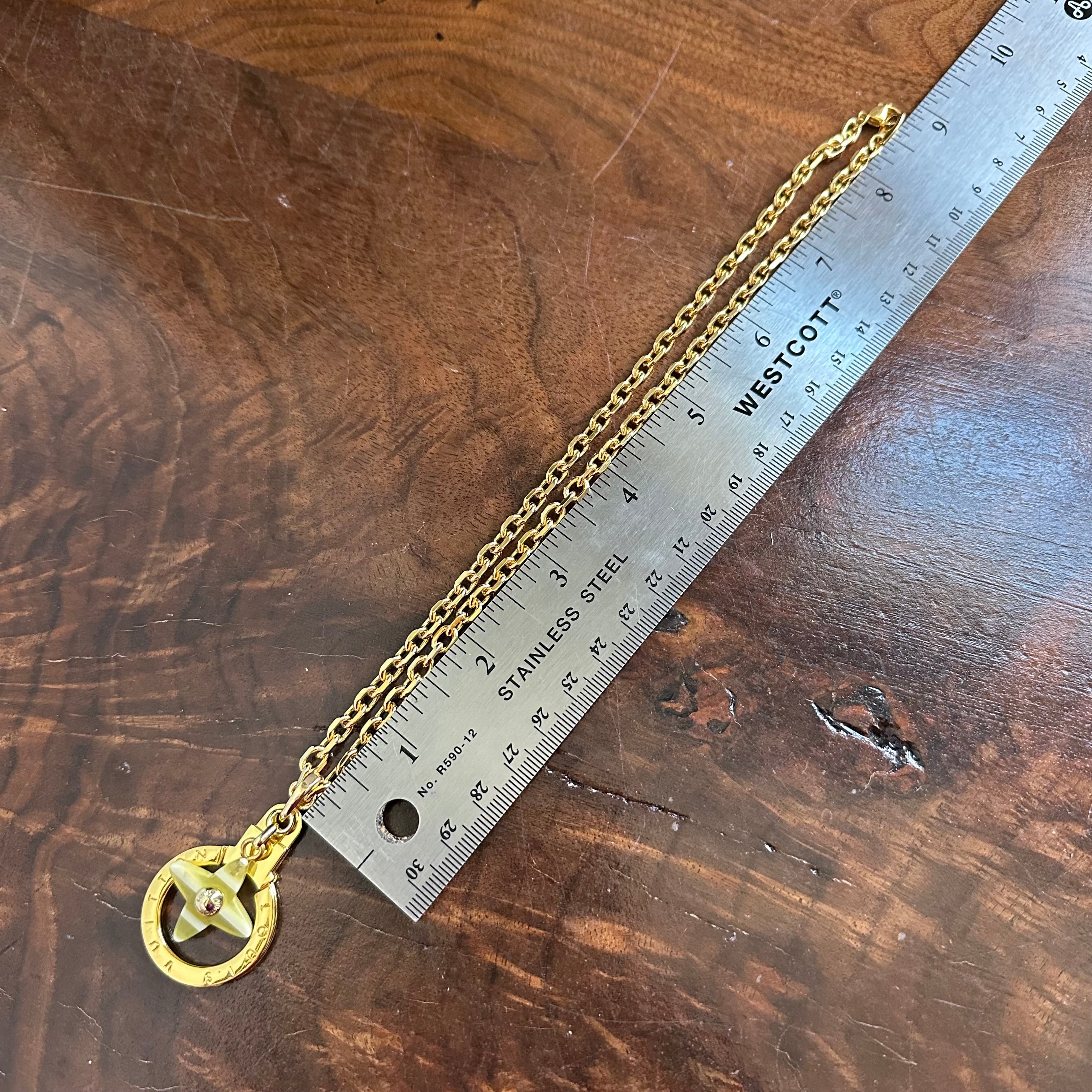 Repurposed LV Keyring with Yellow Quatrefoil Charm Necklace