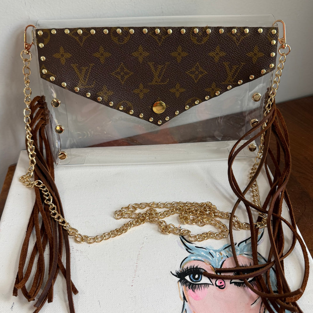 Western Flair Upcycled LV Clear Crossbody Stadium Bag