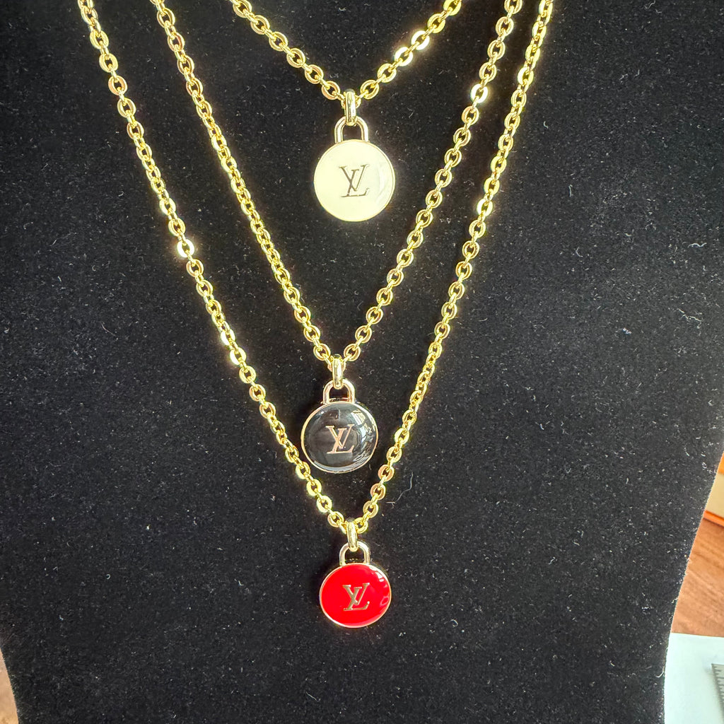 Small LV Charm Necklace - Gold-Filled Chain