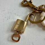 Golden Flower Bag Charm/Keychain with Authentic LV Padlock