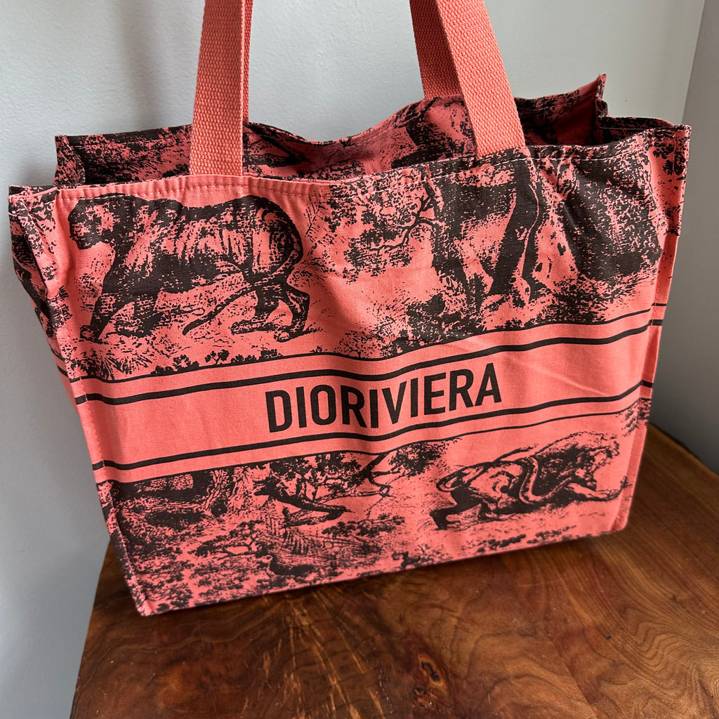 The Tote Bag - Canvas Dior in Salmon Pink/Graphite