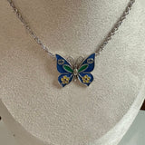 Upcycled Gucci Blue Butterfly Charm Necklace