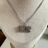 Upcycled Blingy Dior Charm on White Gold-Filled Double Chain Necklace