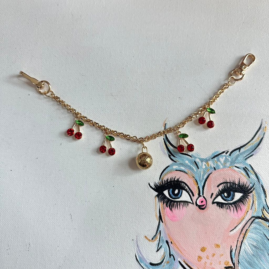Upcycled LV and Cherries Bag Charm Chain
