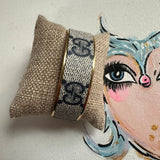 Adjustable Bracelet Cuff in Upcycled Navy GG (Horizontal)