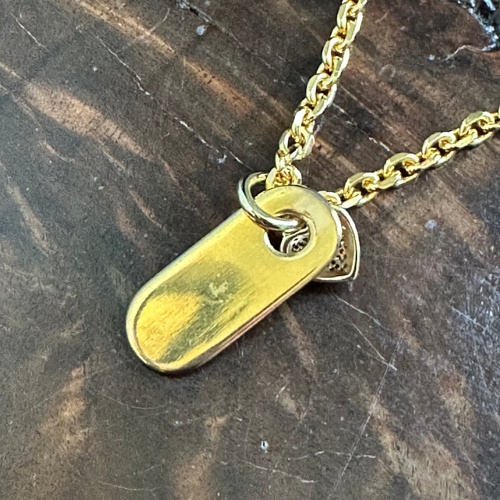 Upcycled Gucci Zipper Pull with Blingy Heart Charm Necklace