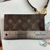The Junco - Upcycled LV Monogram Wristlet in Dark Brown