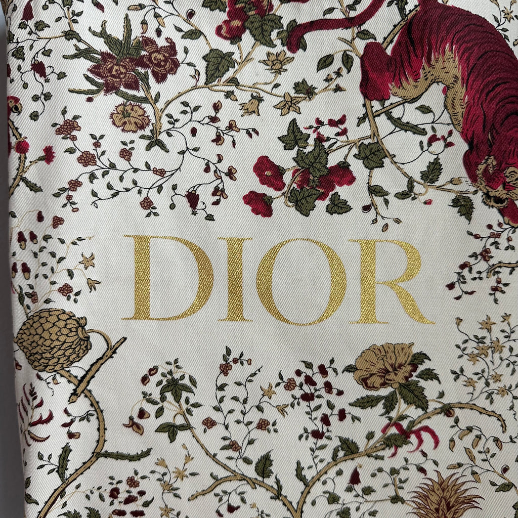 The Dior Tote Bag - Printed Canvas Deep Red/Gold