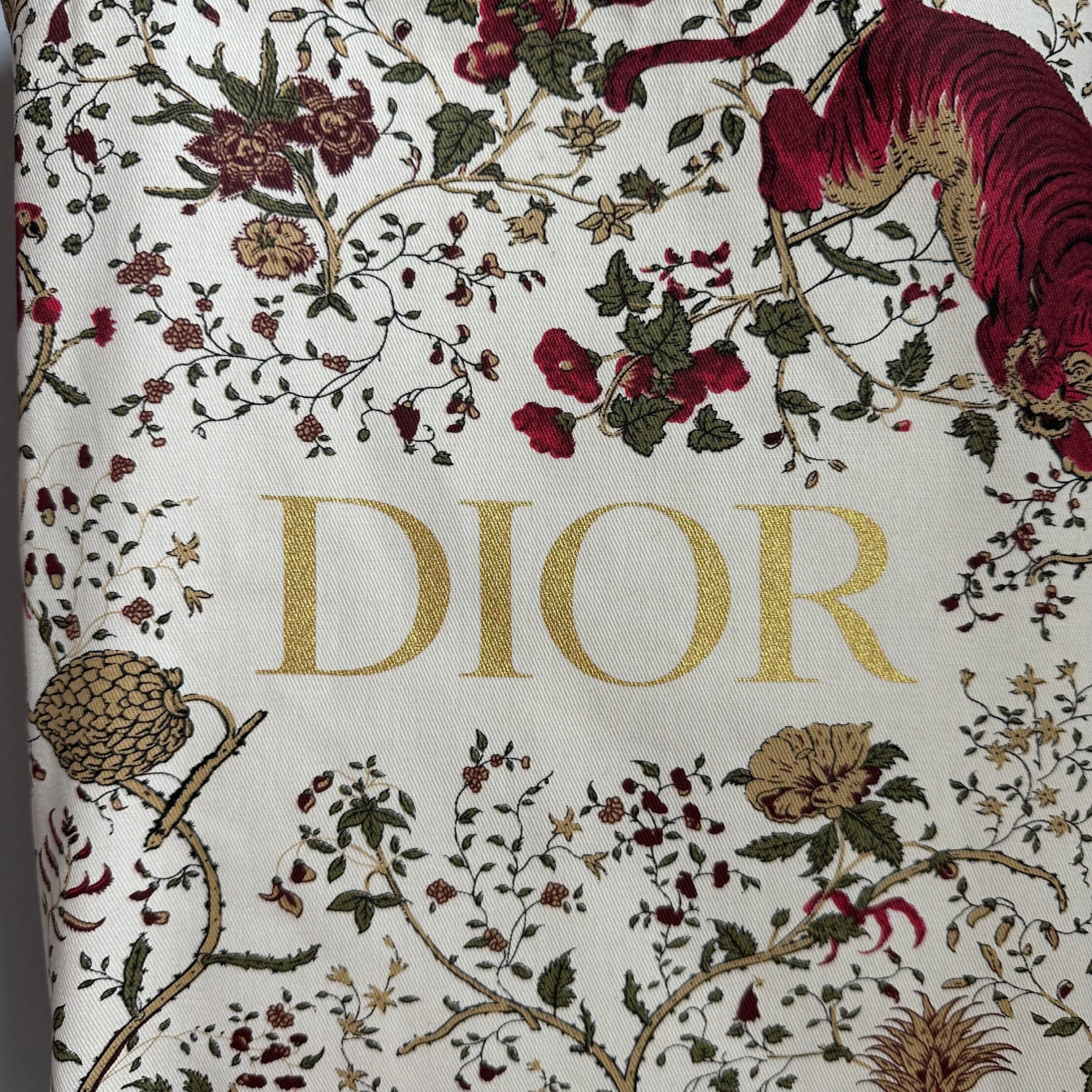 The Dior Tote Bag - Printed Canvas Deep Red/Gold