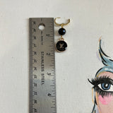 Black LV Drop Earrings - Simple Gold Hoops