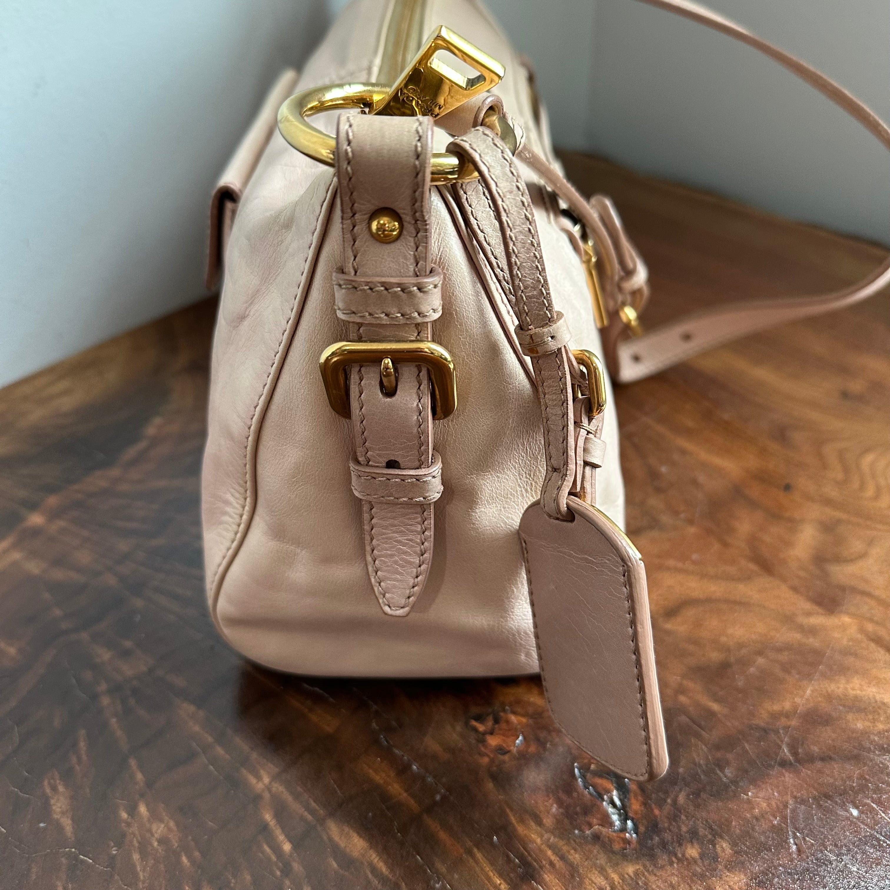 The Junco Shoulder Bag - Vintage Prada in Beige Pink Leather