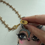 Key to My Heart Necklace - Upcycled LV Padlock on Floral Brass Chain