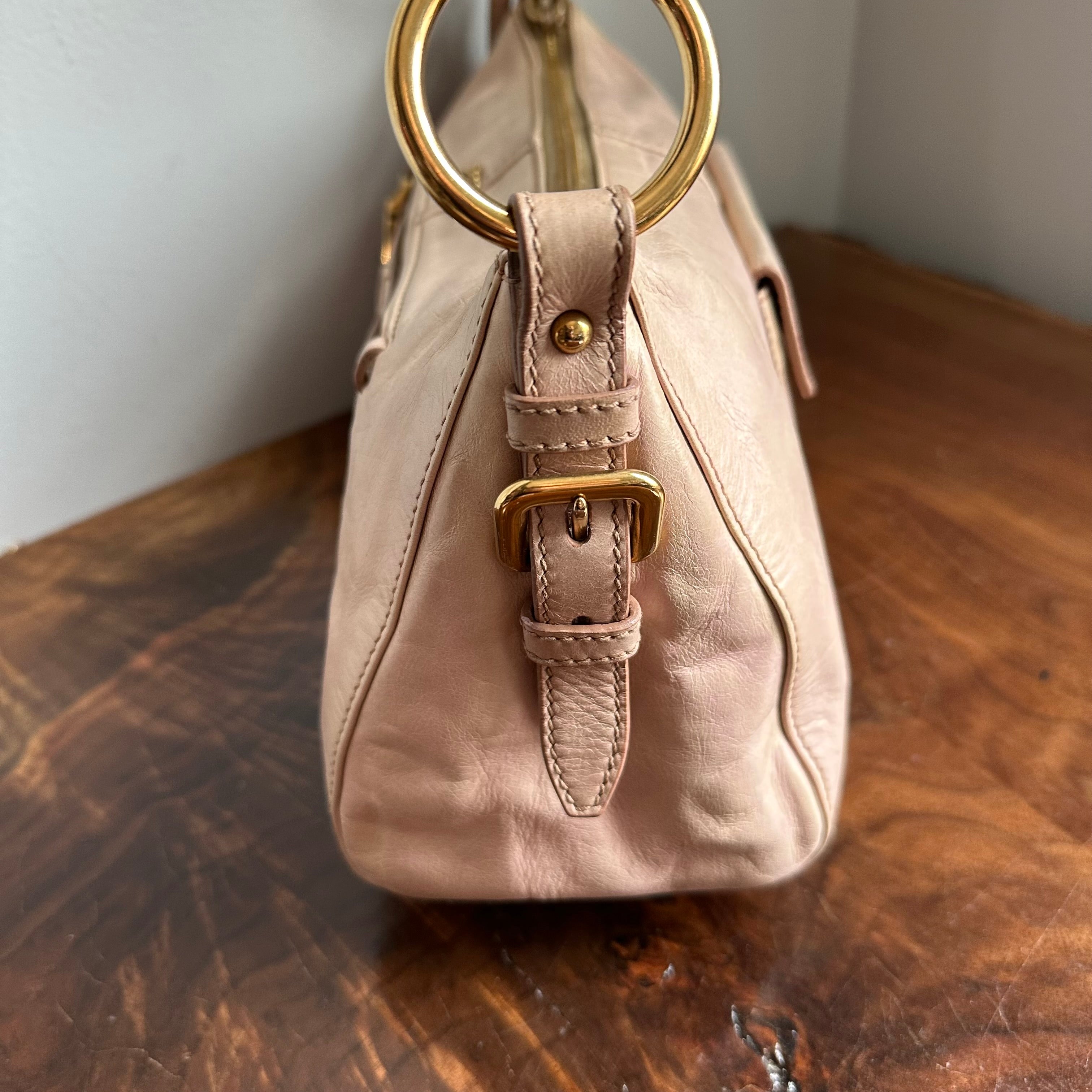 The Junco Shoulder Bag - Vintage Prada in Beige Pink Leather