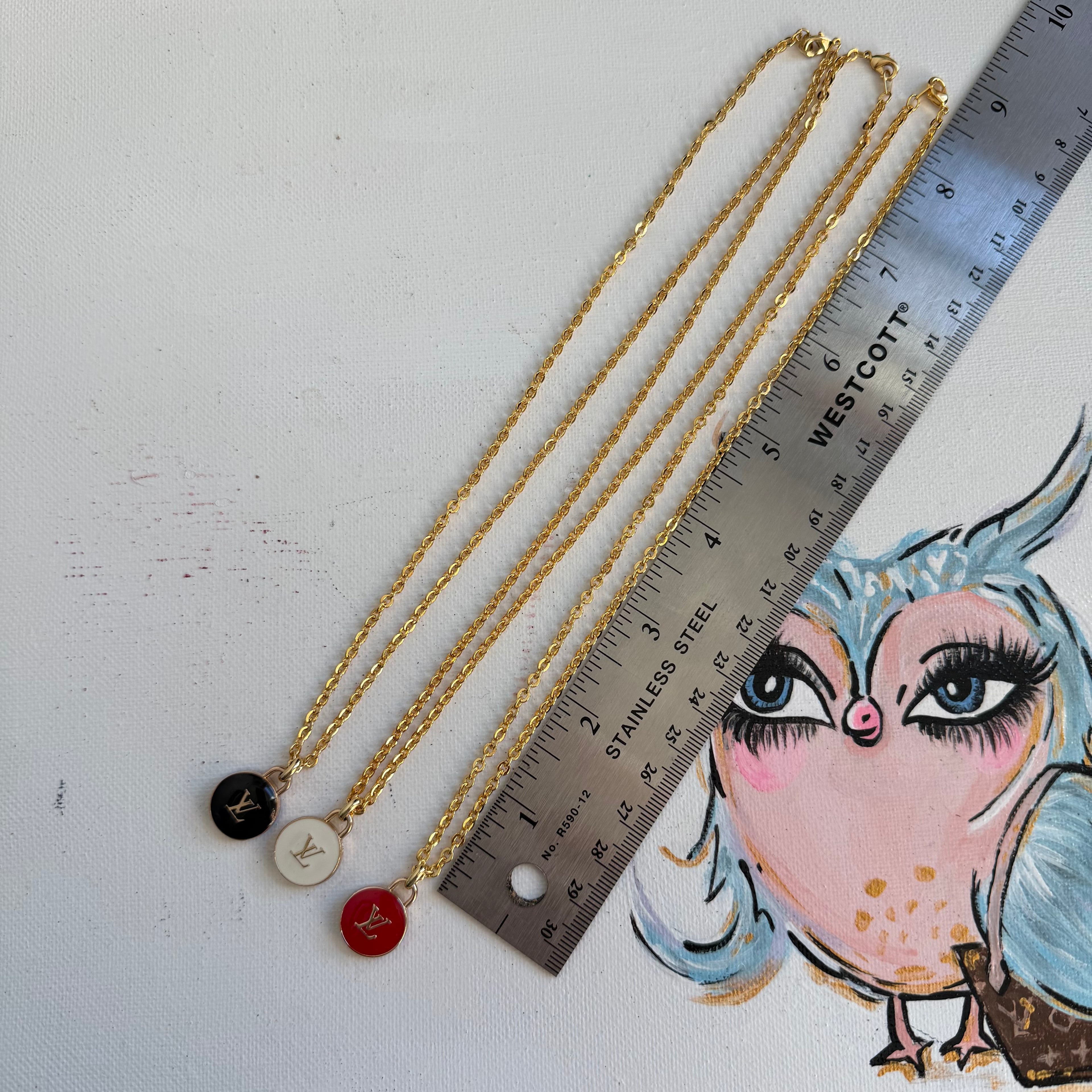 Small LV Charm Necklace - Gold-Filled Chain