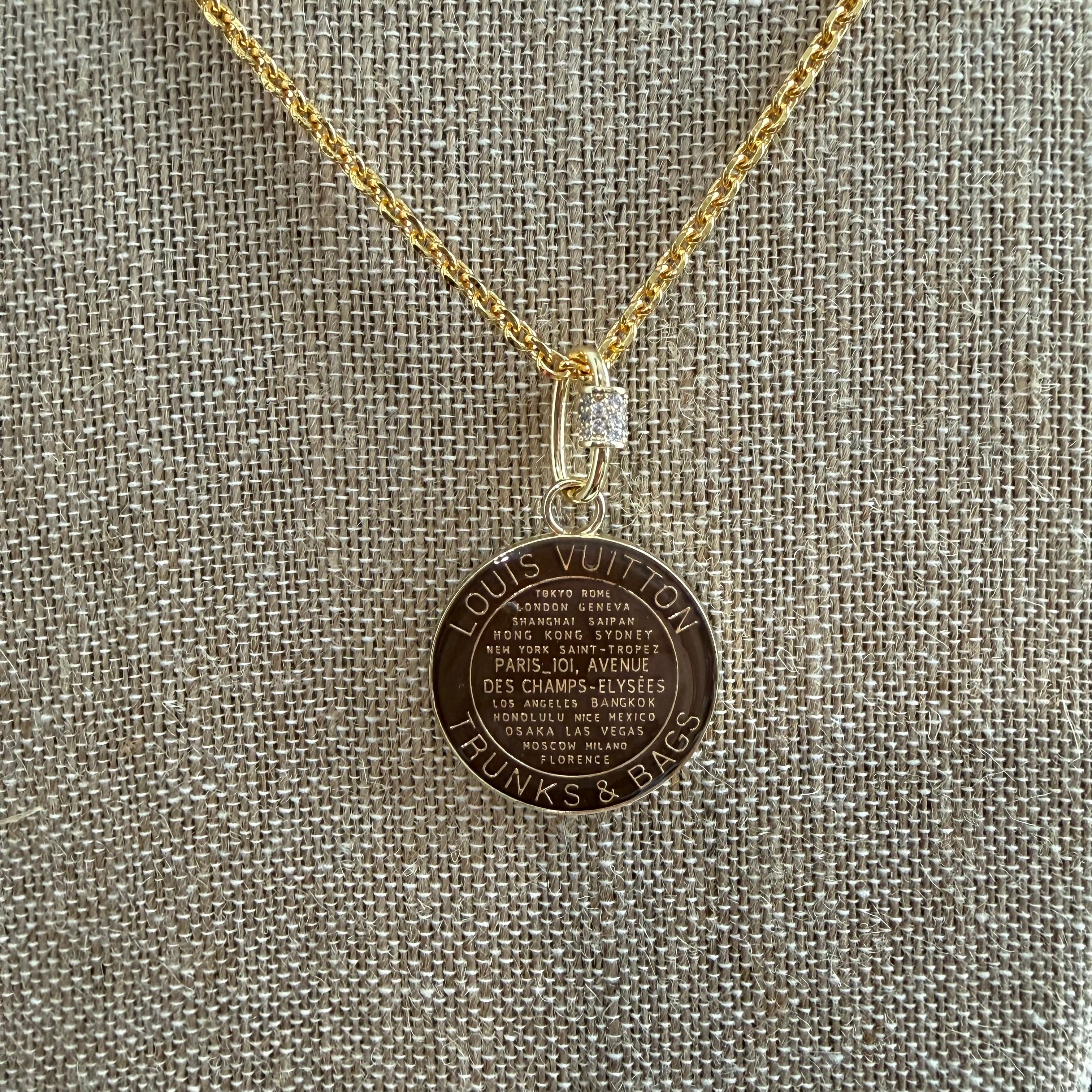 Large Upcycled LV Trunks & Bags Charm on GF Chain Necklace - choose your favorite color!