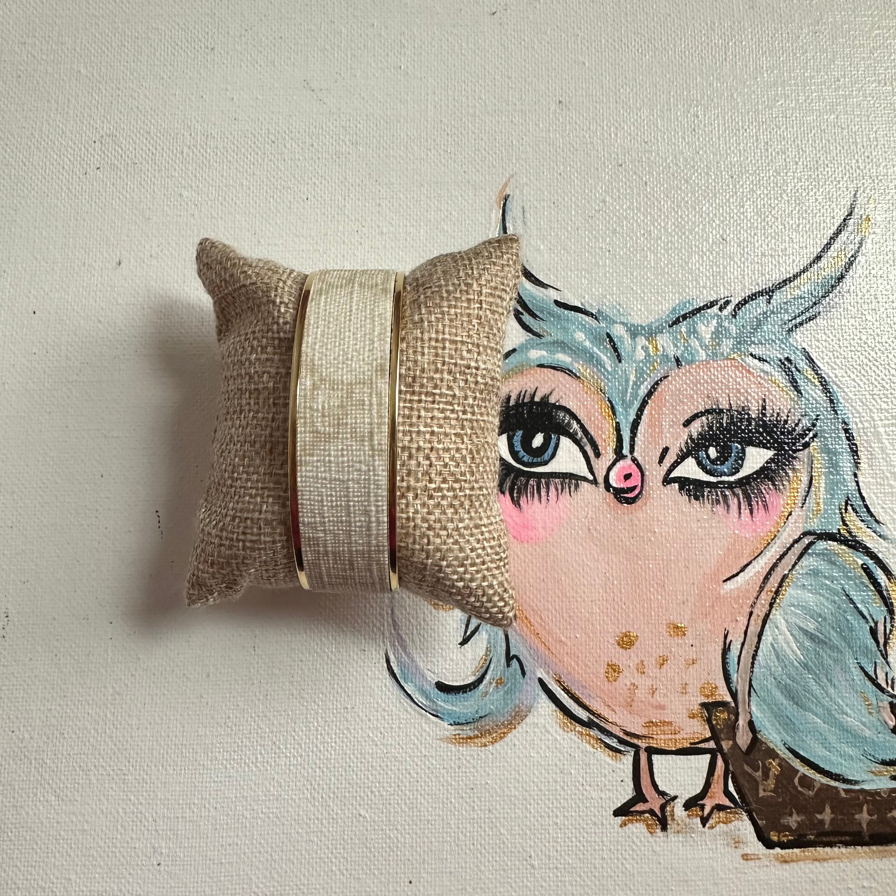 Adjustable Bracelet Cuff in Upcycled Cream GG