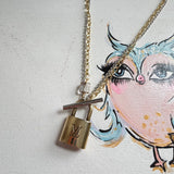 The Big 313 - Key to My Heart Necklace - Upcycled LV Padlock on Gold/Silver Chains
