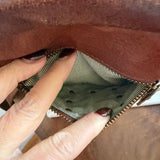 Cognac Leather Messenger Bag with LV Monogram Patch