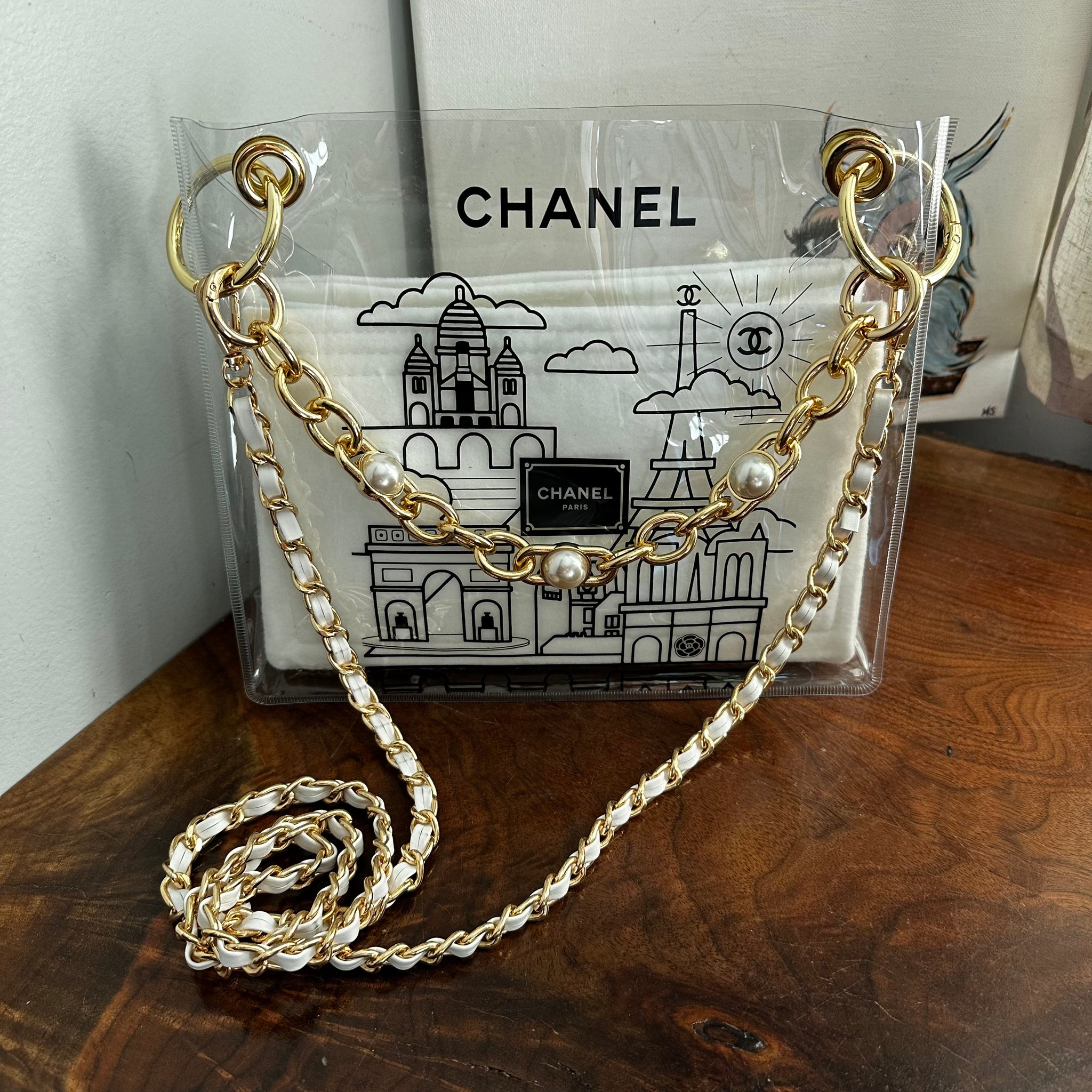 clear bag gold chanel