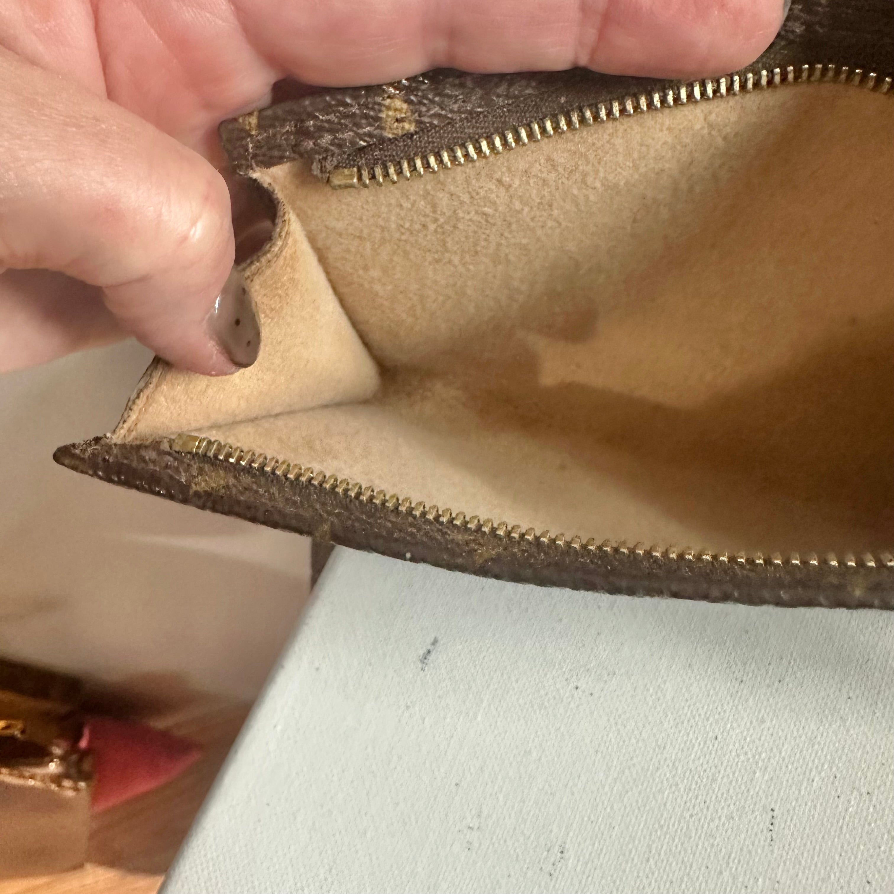 The Junco - Upcycled LV Monogram Wristlet in Vachetta